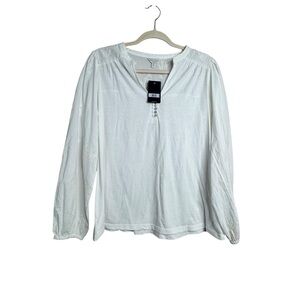 NWT Lucky Brand White Eyelet Blouse Top Size M Cotton Blend Boho N13